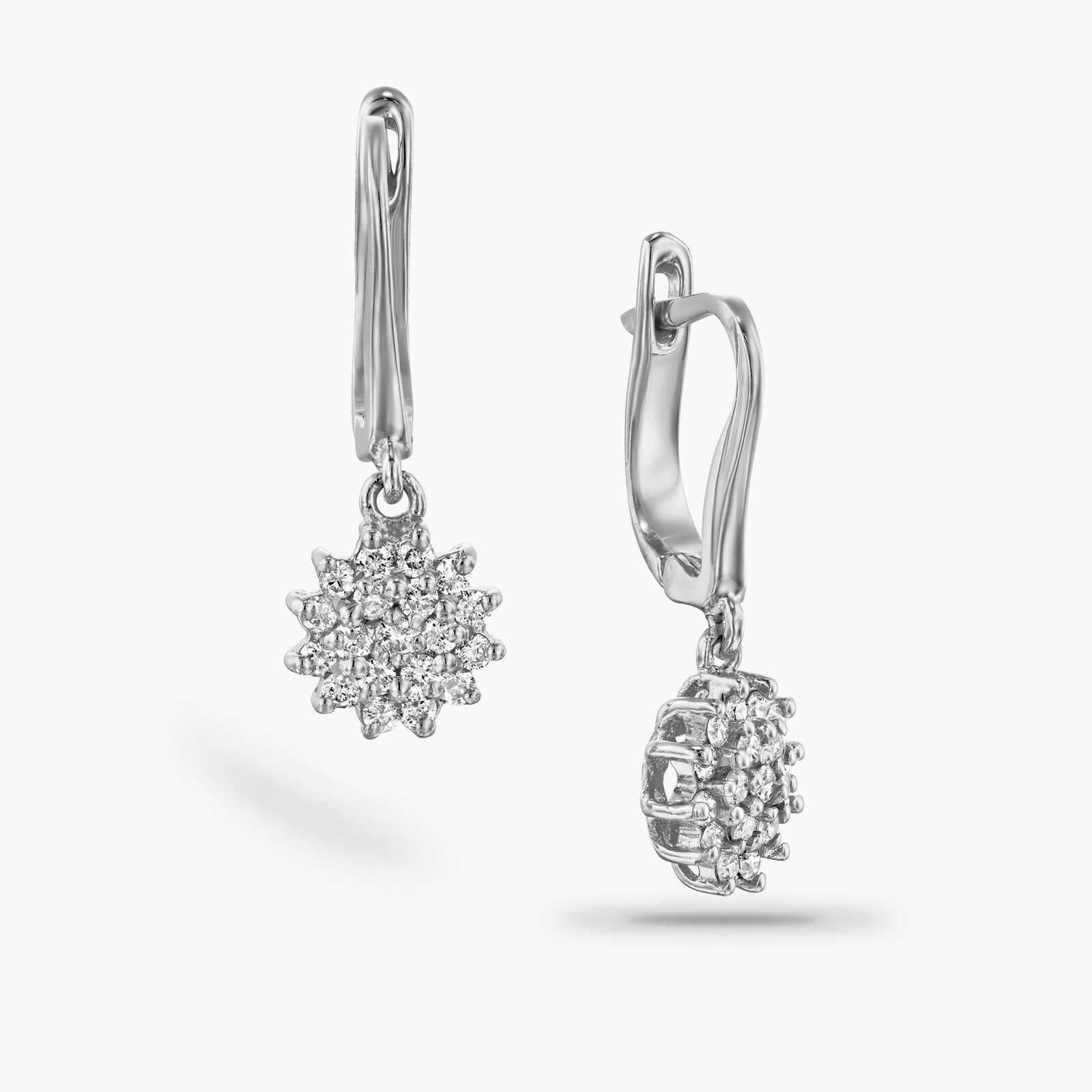 עגיל זהב בצורת שמש משובצת יהלומים