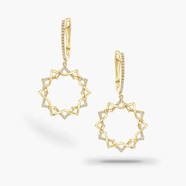 עגילי כוכבים בשיבוץ יהלומים