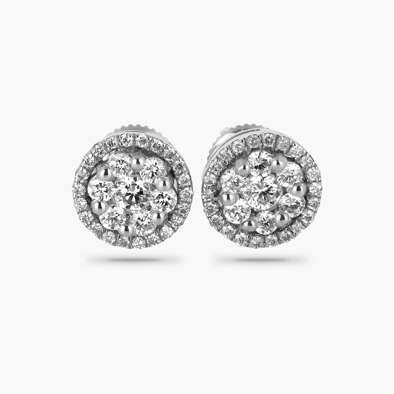 עגילי פרח יהלומים