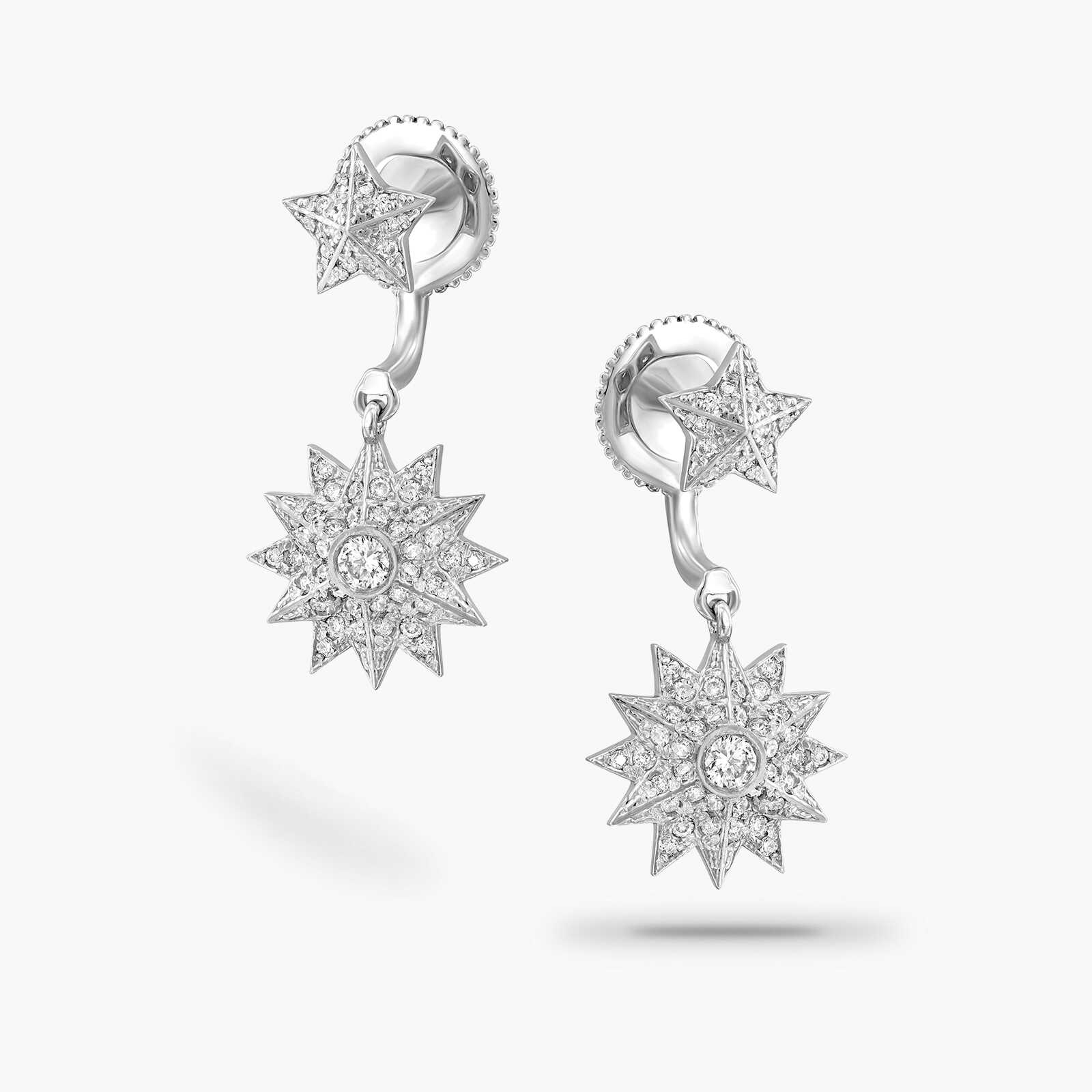 עגילי זהב כפולים משובצים יהלומים