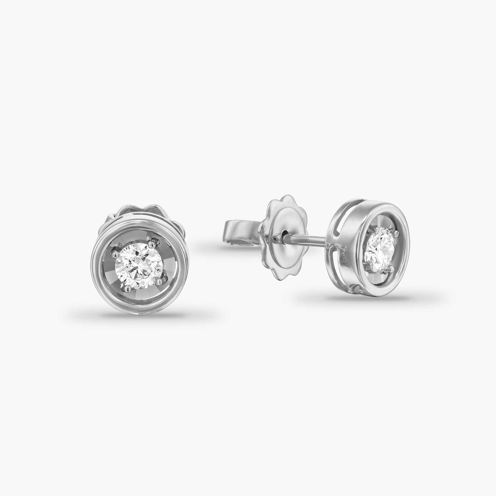 עגיל זהב צמודים משובצים יהלומים