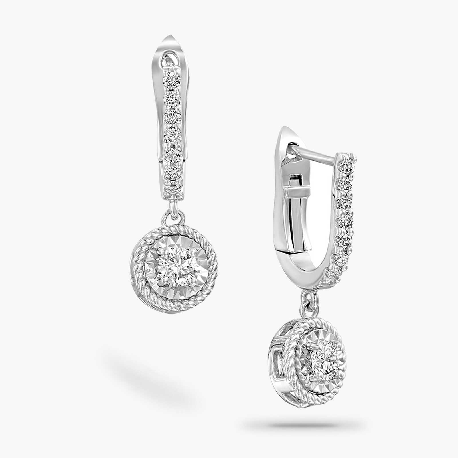 עגילי זהב דפני תלויים משובצים ביהלומים