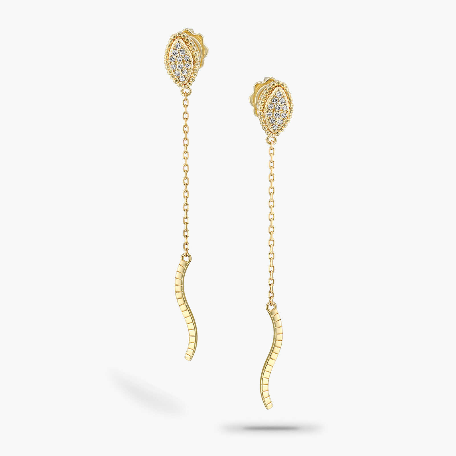 עגילי יהלום תלויים באורך 5 ס"מ