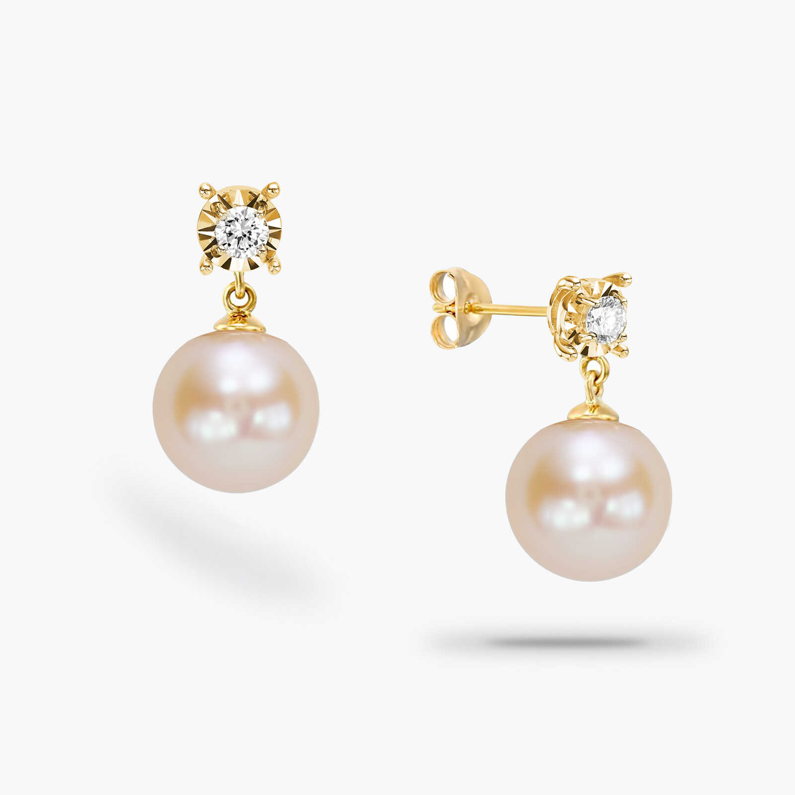 עגילי מעיין בשיבוץ פנינה ויהלום