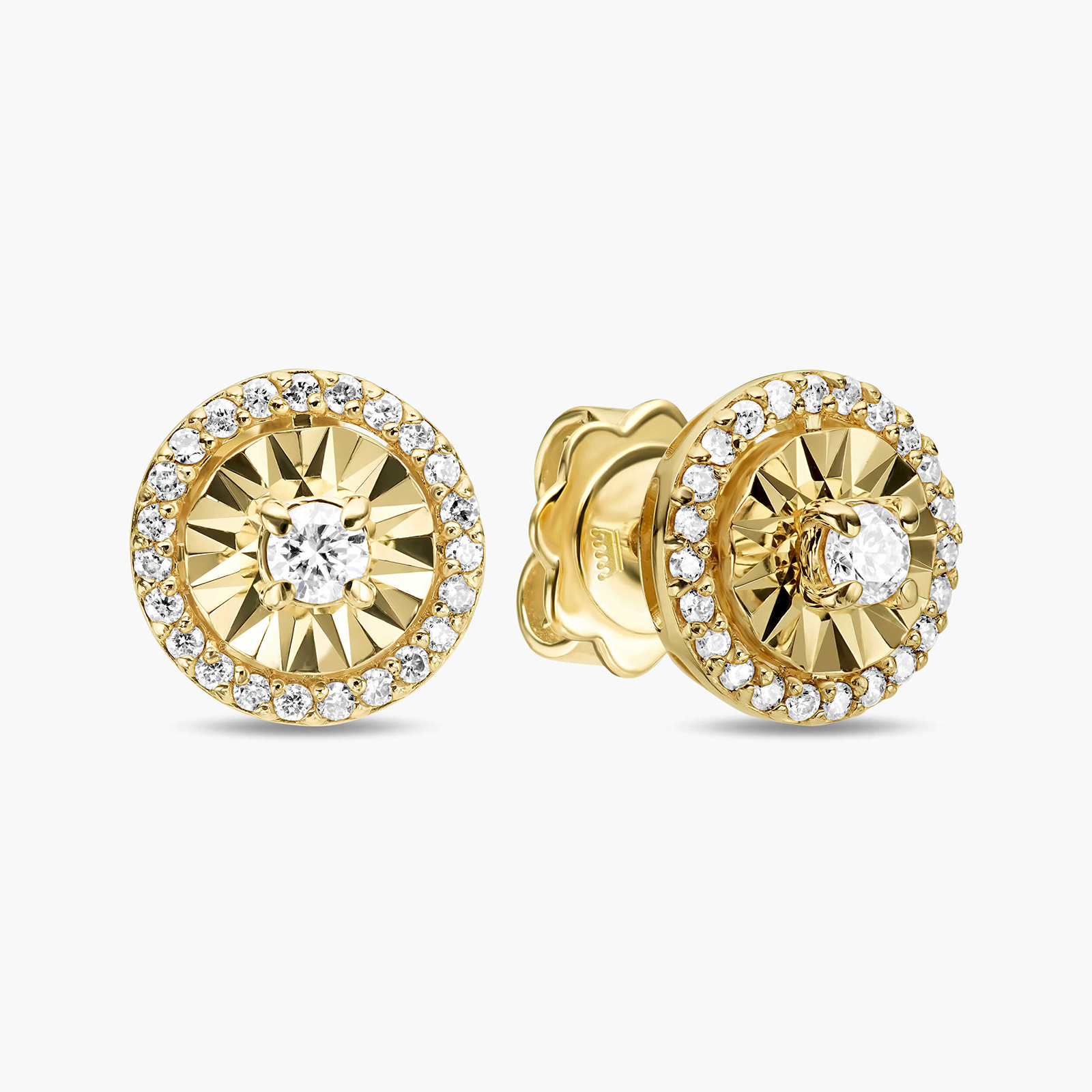 עגילי זהב בשיבוץ יהלומי סוליטר