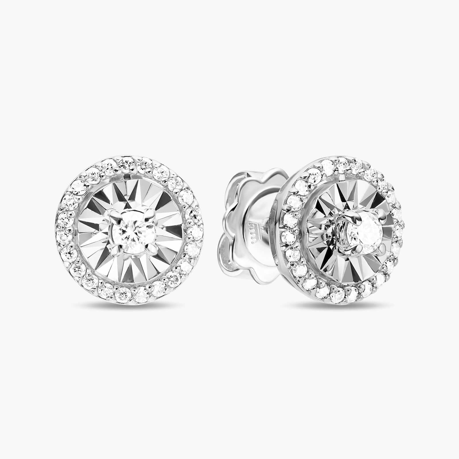 עגילי זהב בשיבוץ יהלומי סוליטר