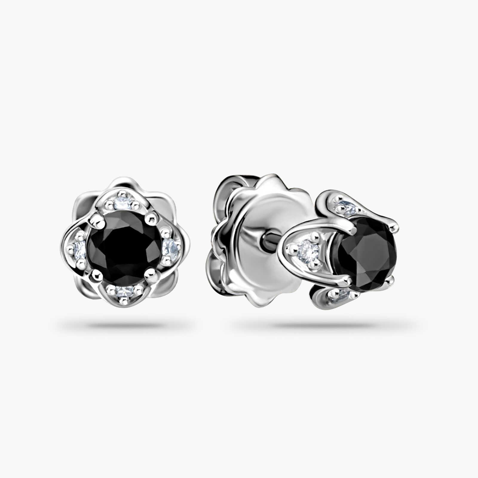 עגילי זהב משובצים ספירים ויהלומים