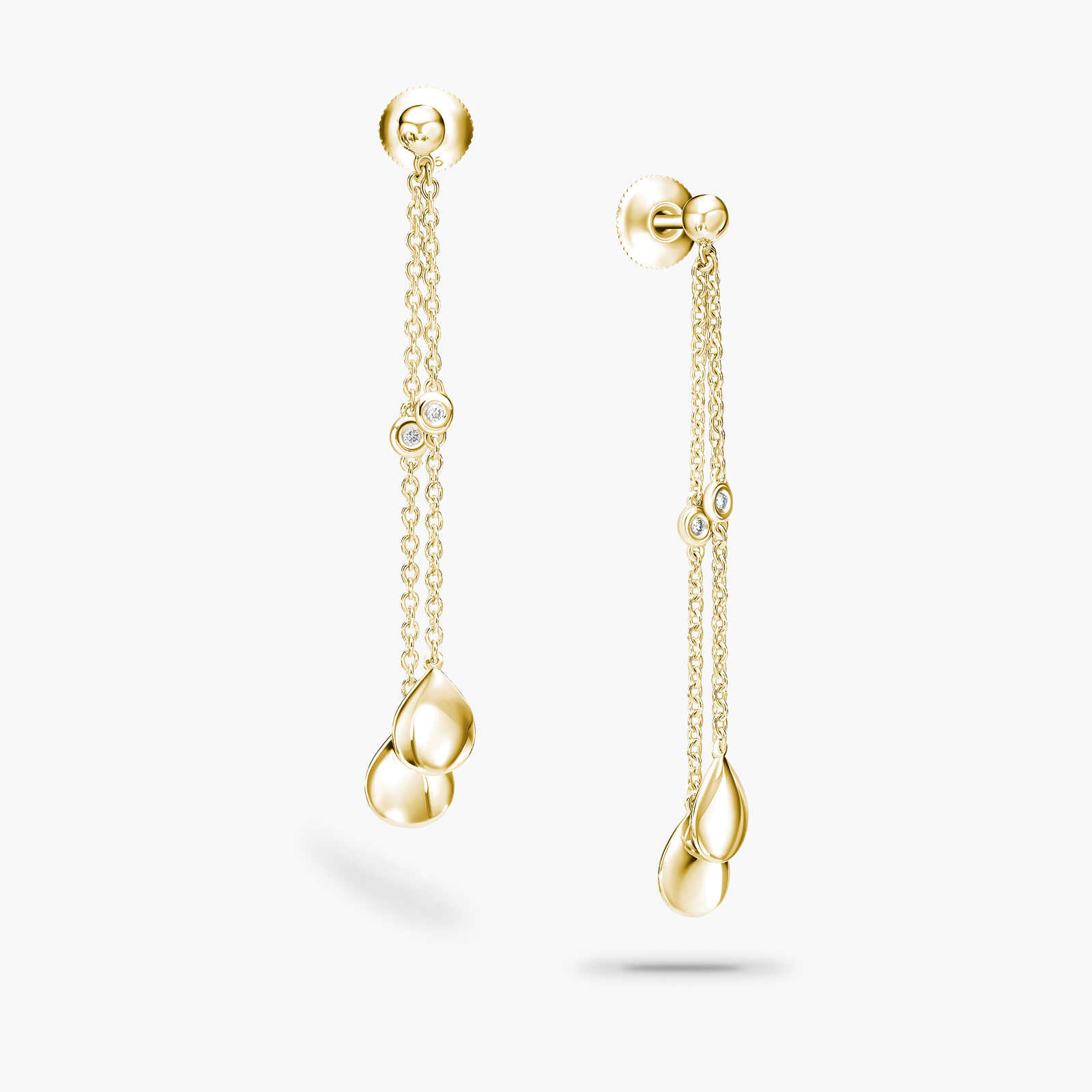 עגילי זהב טיפה משובצים יהלומים