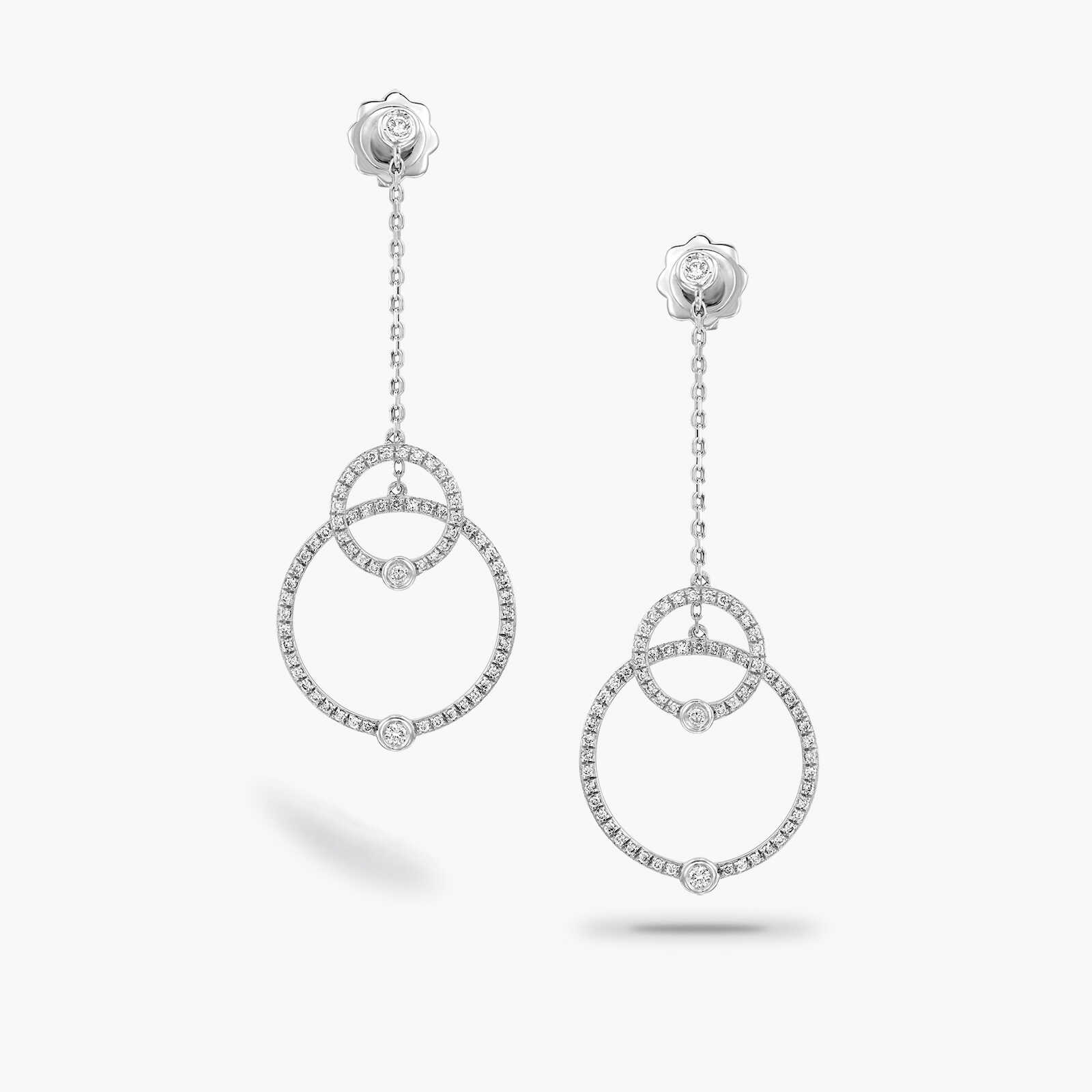 עגילי זהב תלויים משובצים 136 יהלומים