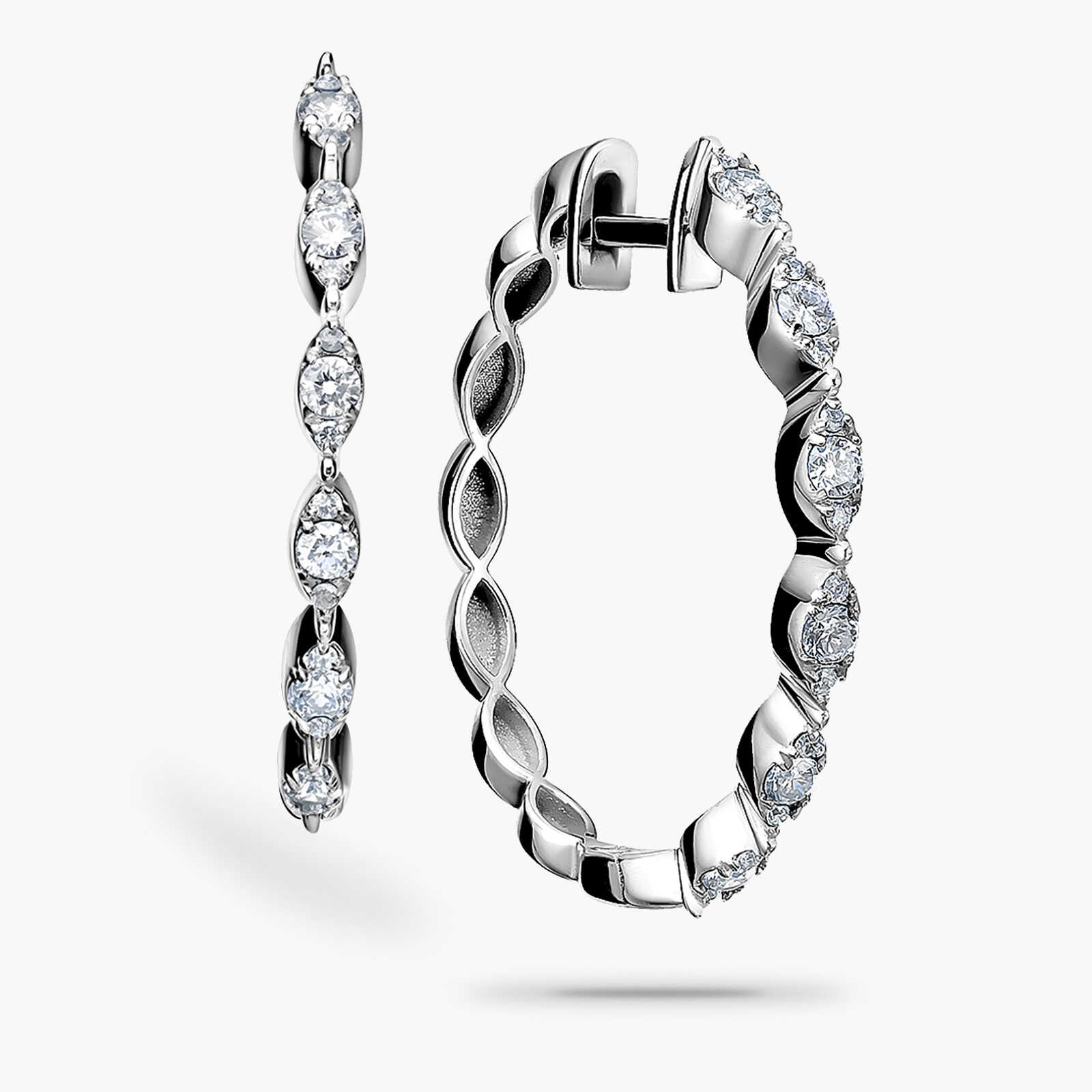 עגיל זהב חישוק משובצים יהלומים