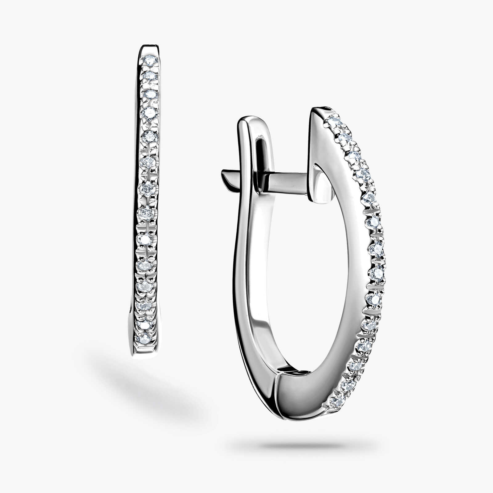 עגילי זהב לבן משובצים יהלומים