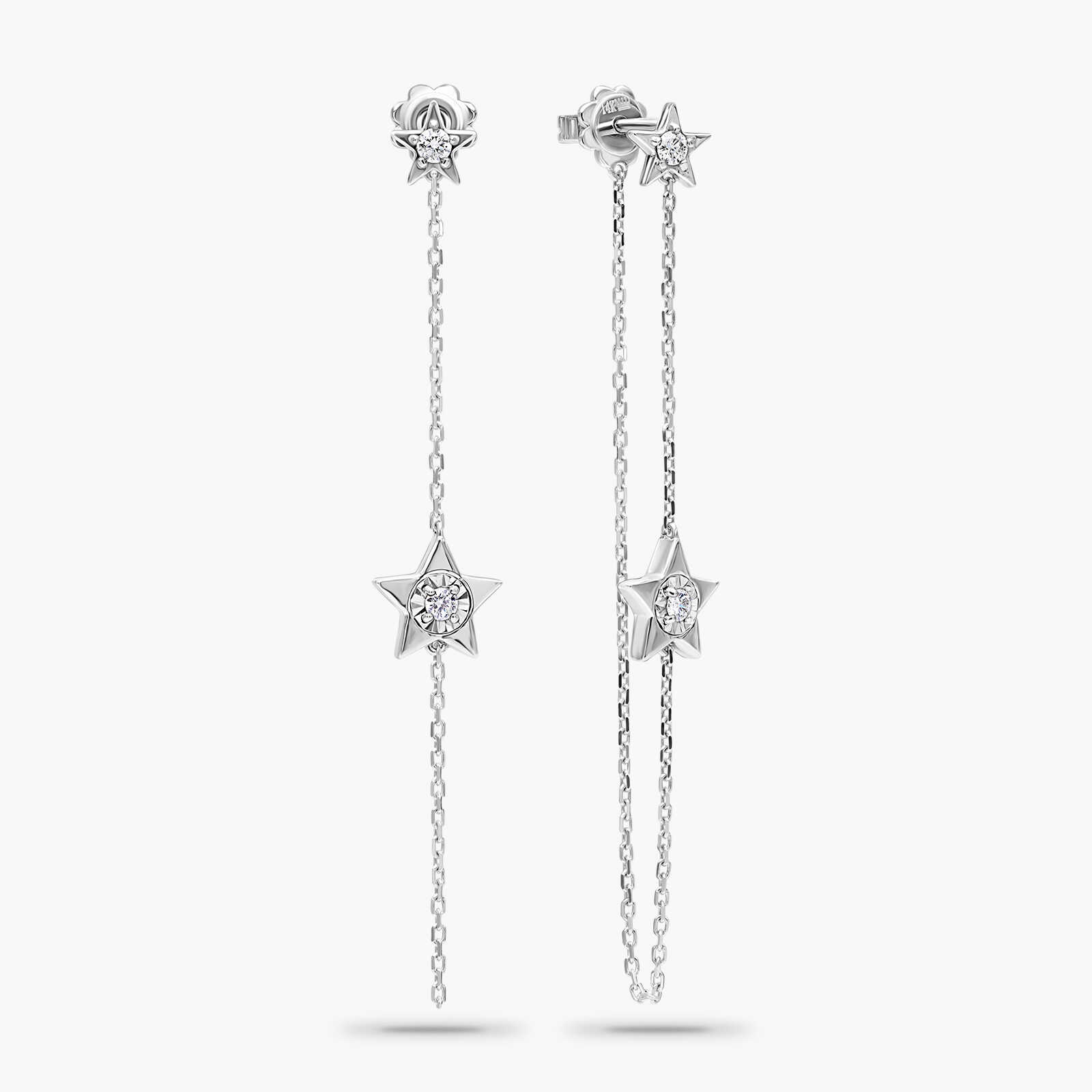 עגילי יהלומים Falling star