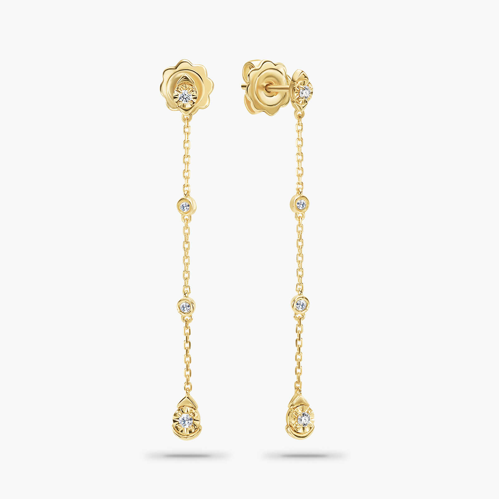 עגילי עמליה עשויים זהב ומשובצי יהלומים