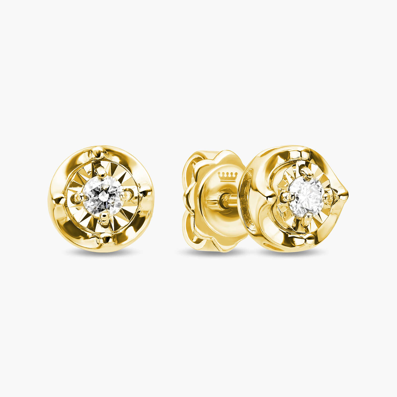 עגילי זהב בשיבוץ יהלומי סוליטר