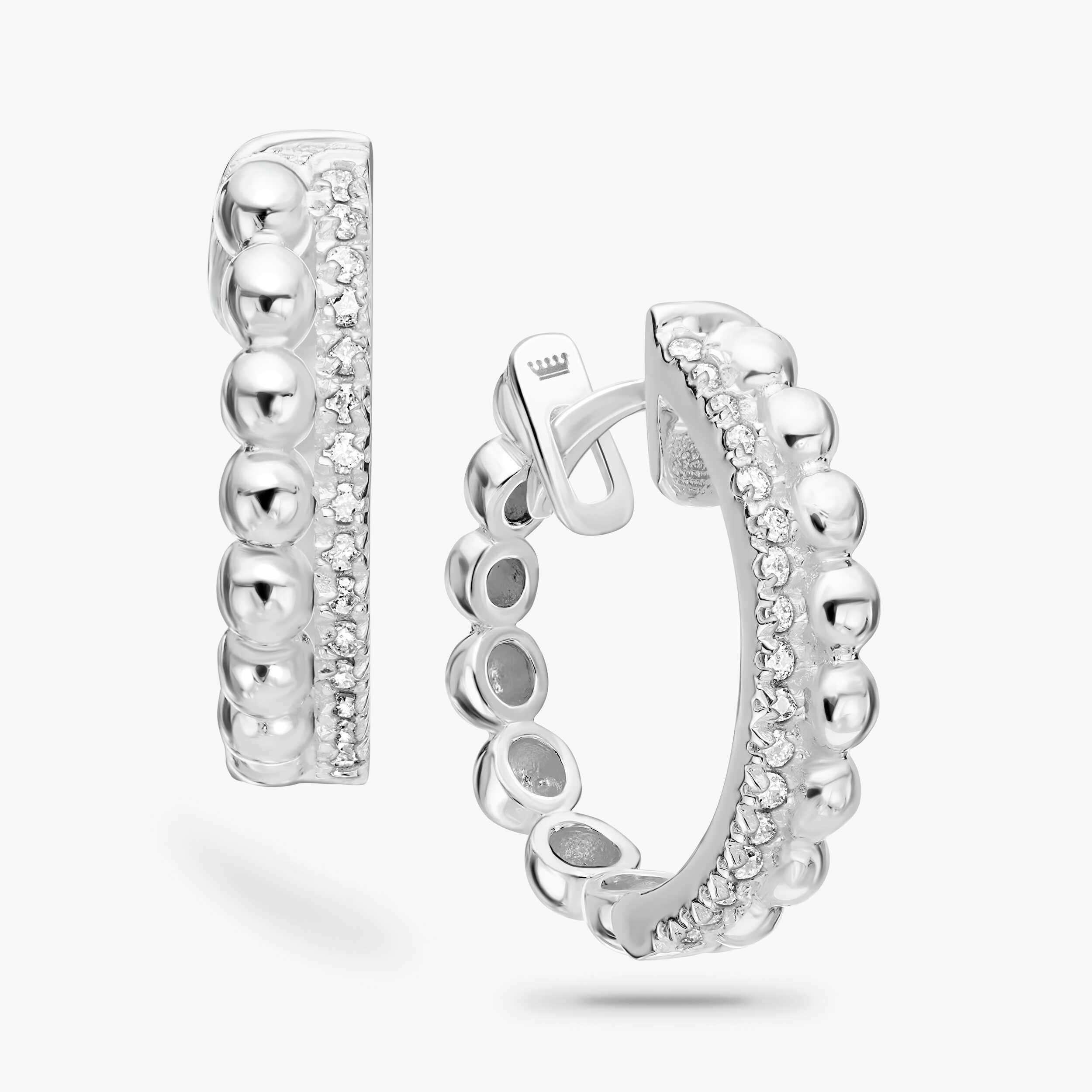 עגילי זהב חישוקים בשיבוץ יהלומים