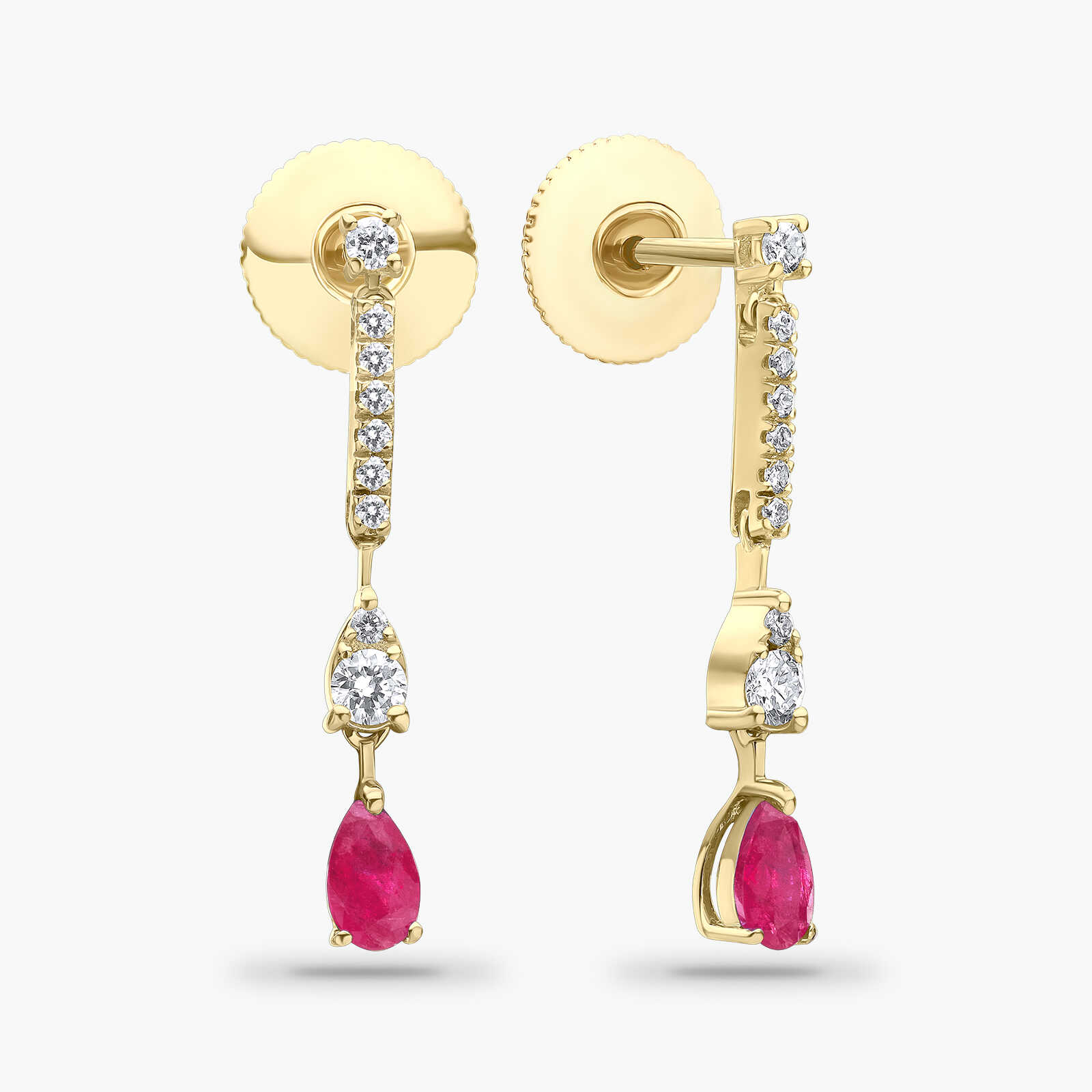 עגילים משובצי רובי ויהלומים מסדרת ה- COLOR DROP