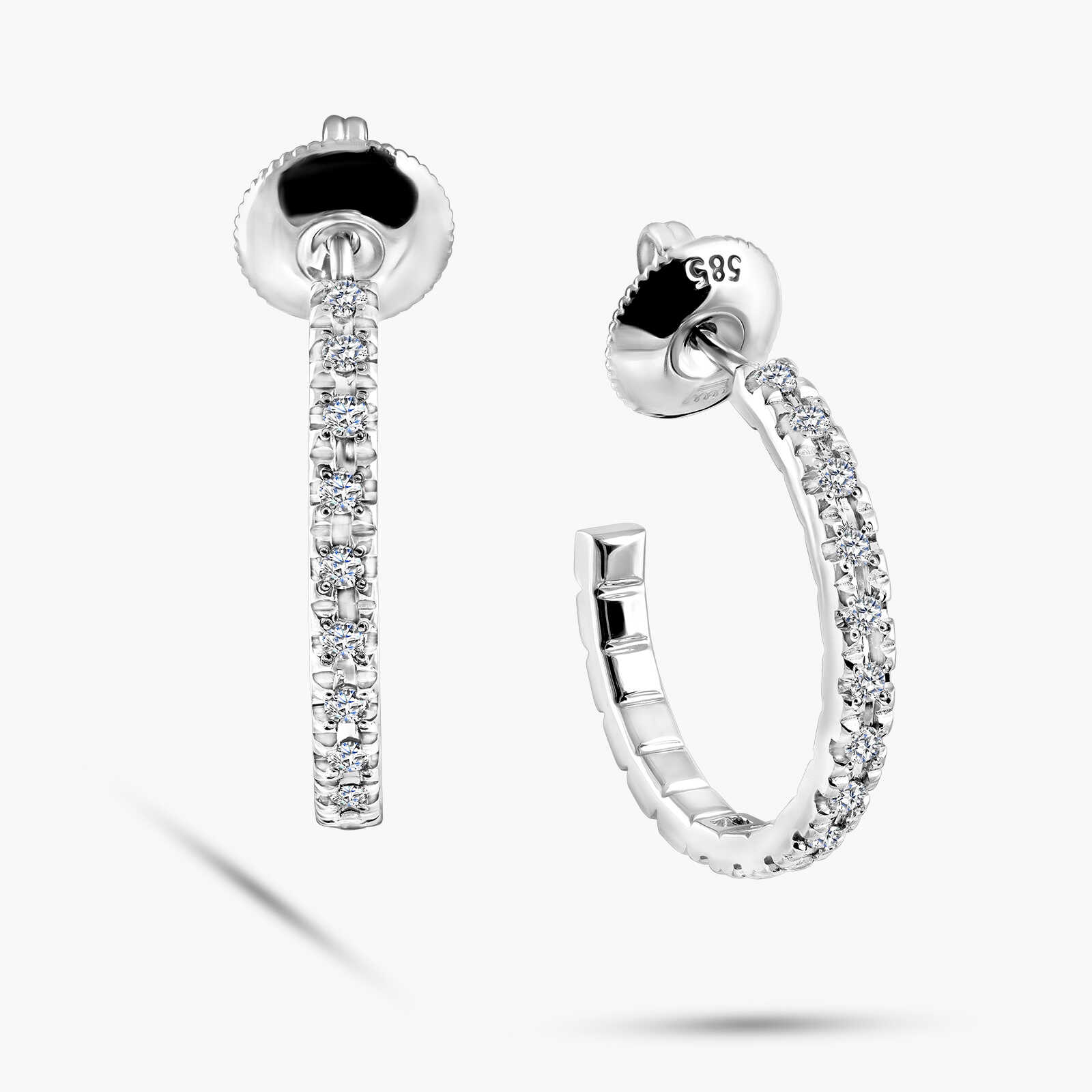 עגילי חישוקים פתוחים משובצים יהלומים טבעיים