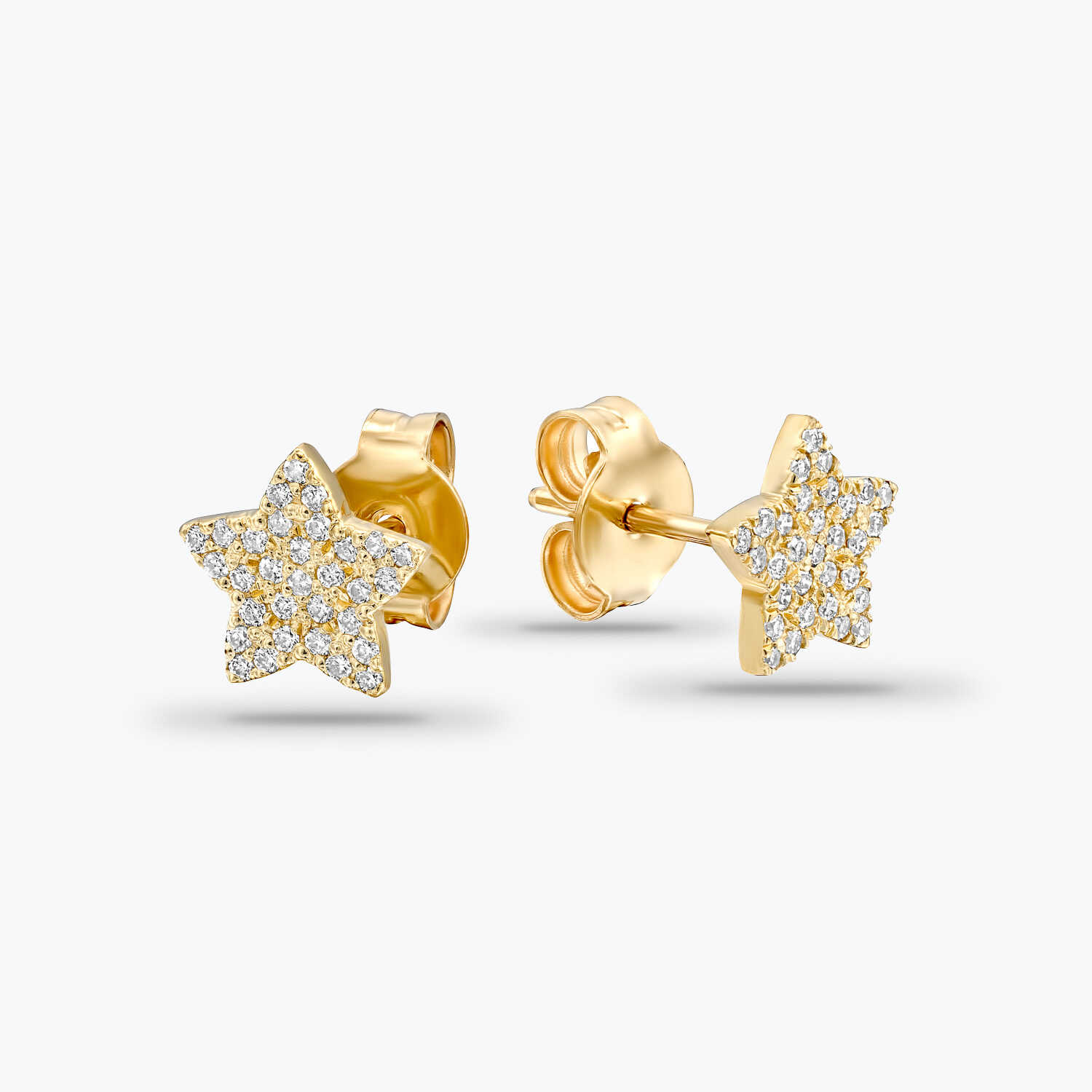 עגיל זהב בצורת כוכבים משובצים ביהלומים