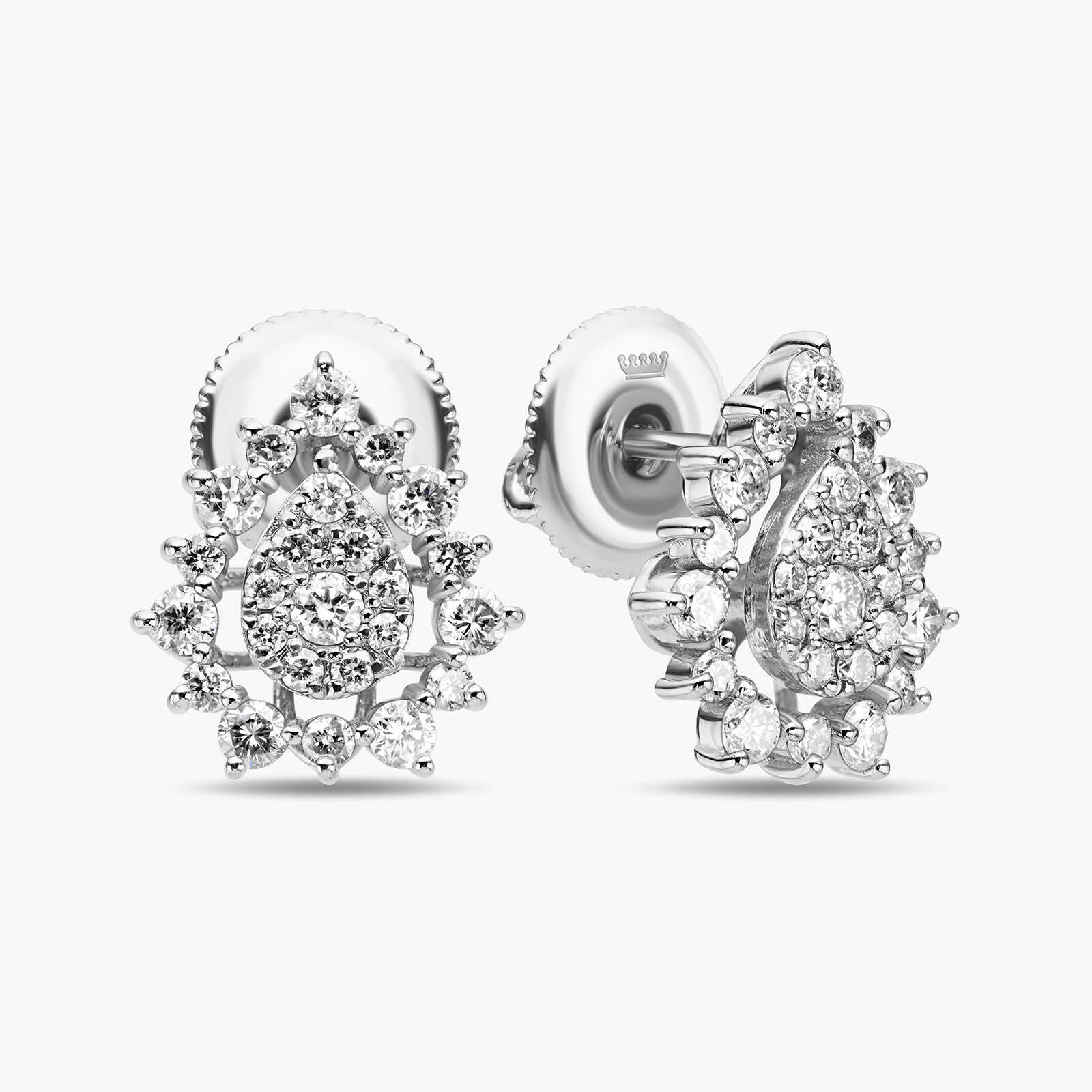 עגילי זהב בצורת טיפה בשיבוץ יהלומים