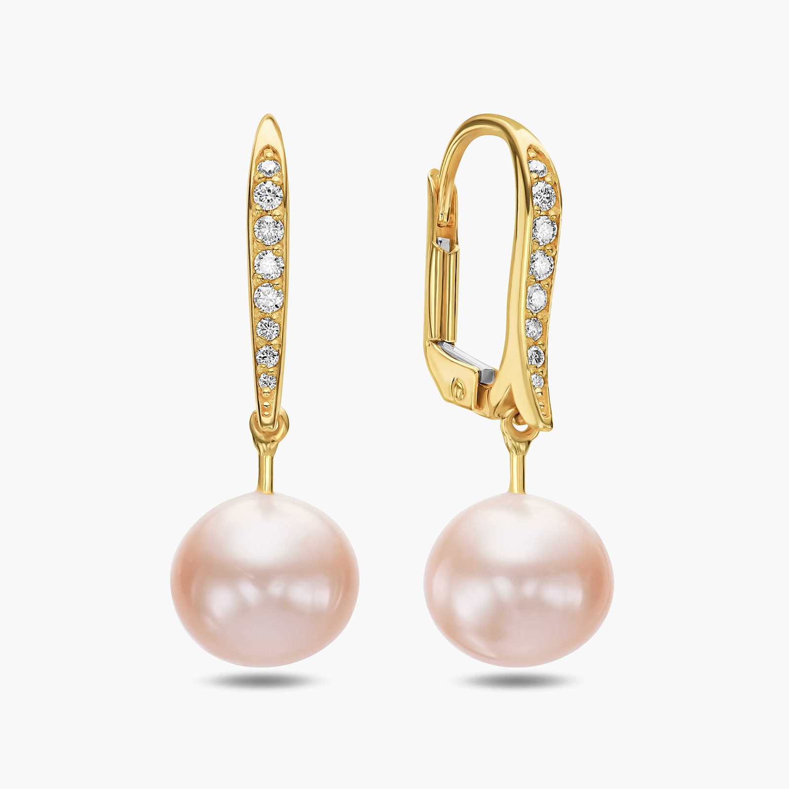 עגילי royal pink יהלומים & פנינים ורודות