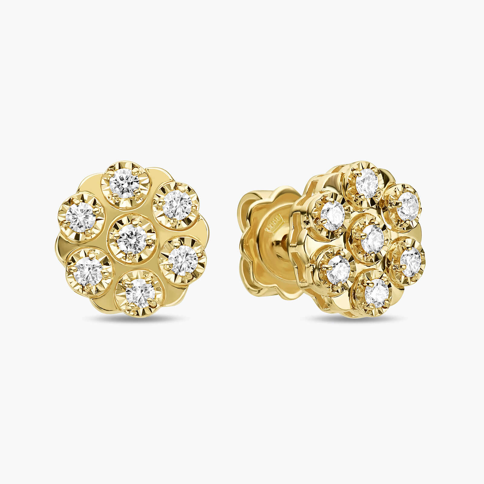 עגיל יהלומים בצורת פרח