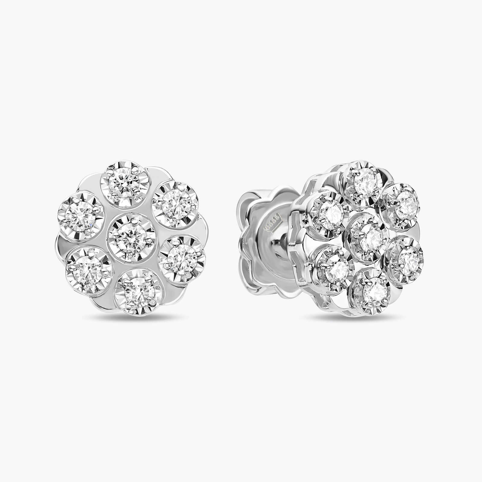 עגיל יהלומים בצורת פרח