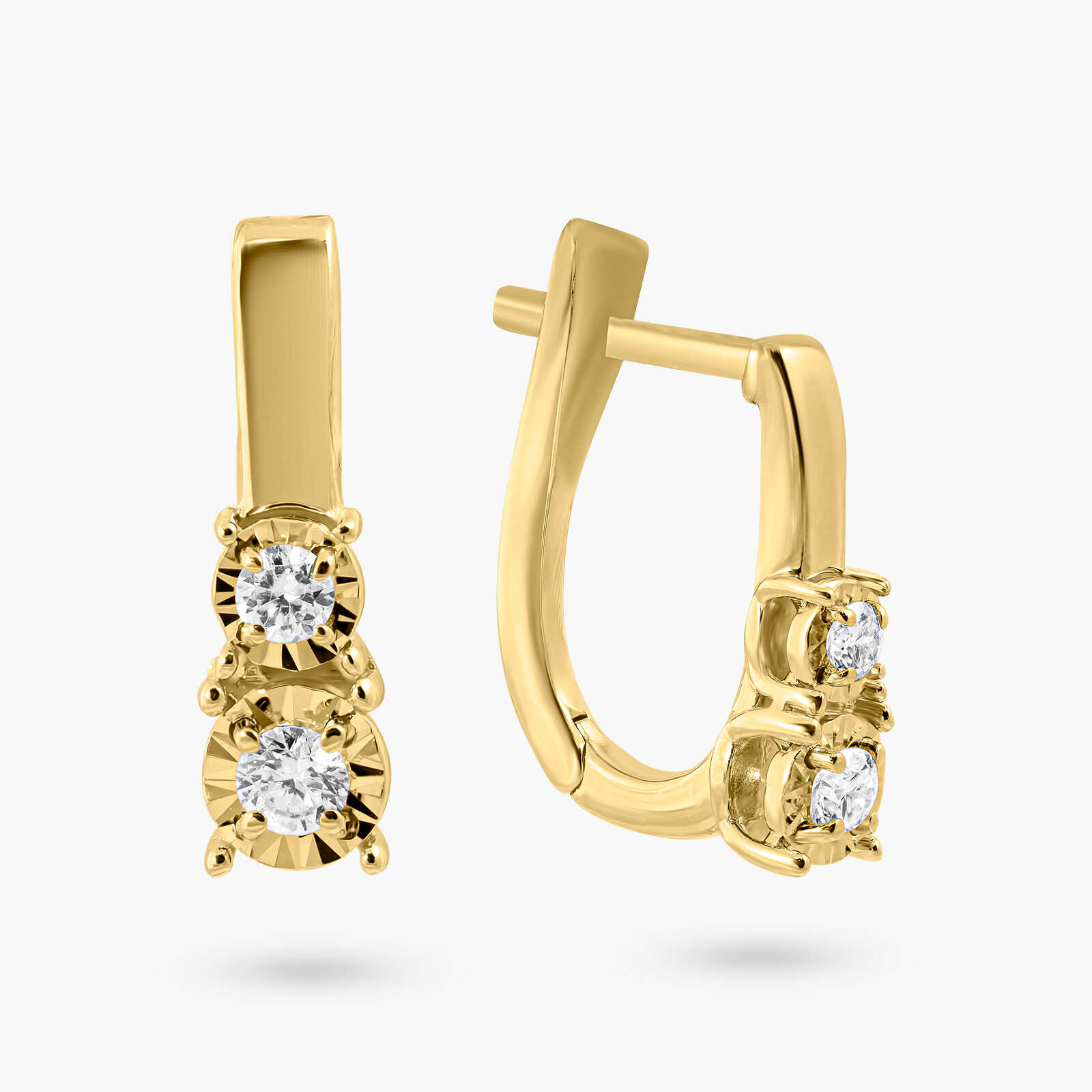 עגילי זהב משובצים יהלומים