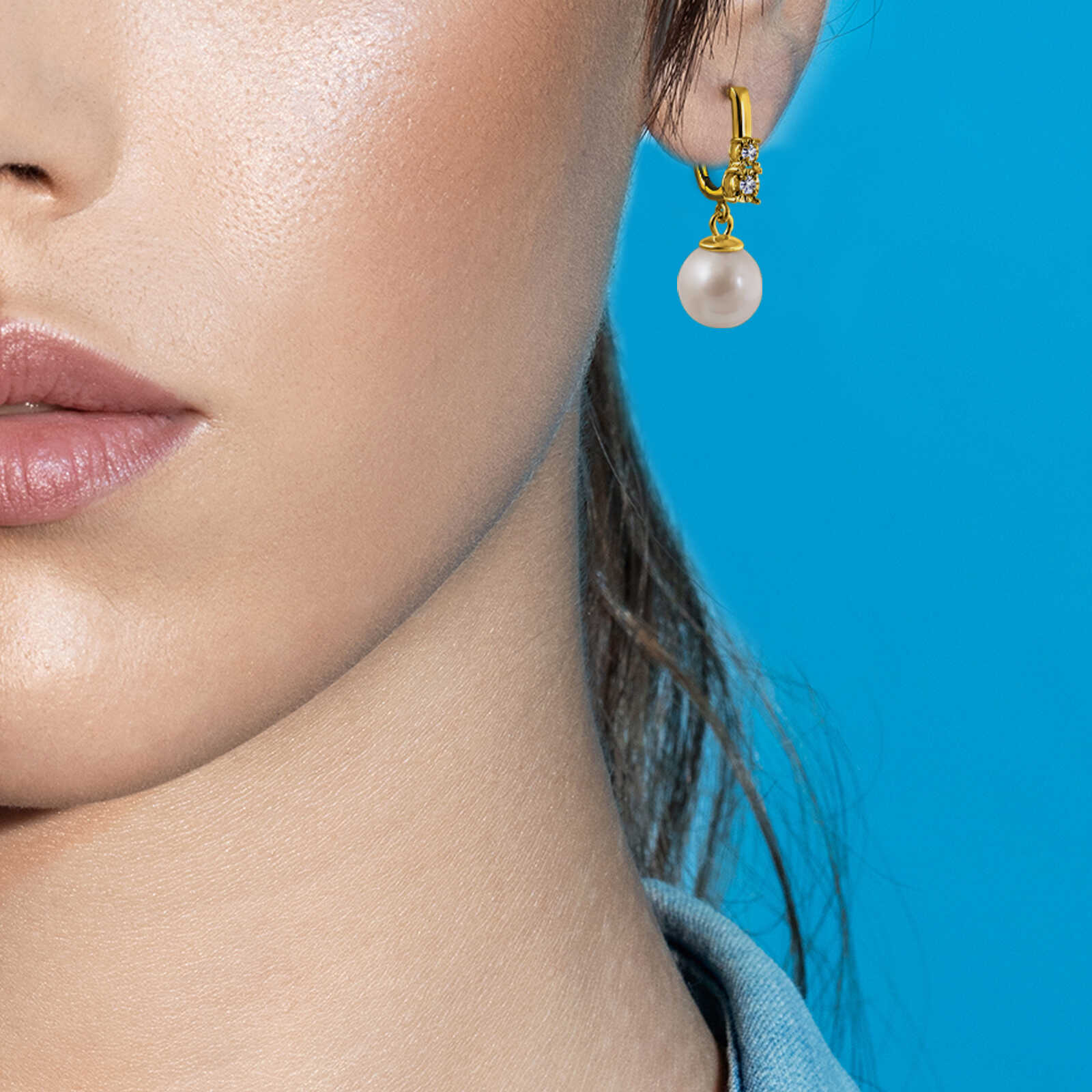 עגילי יהלומים ופנינים