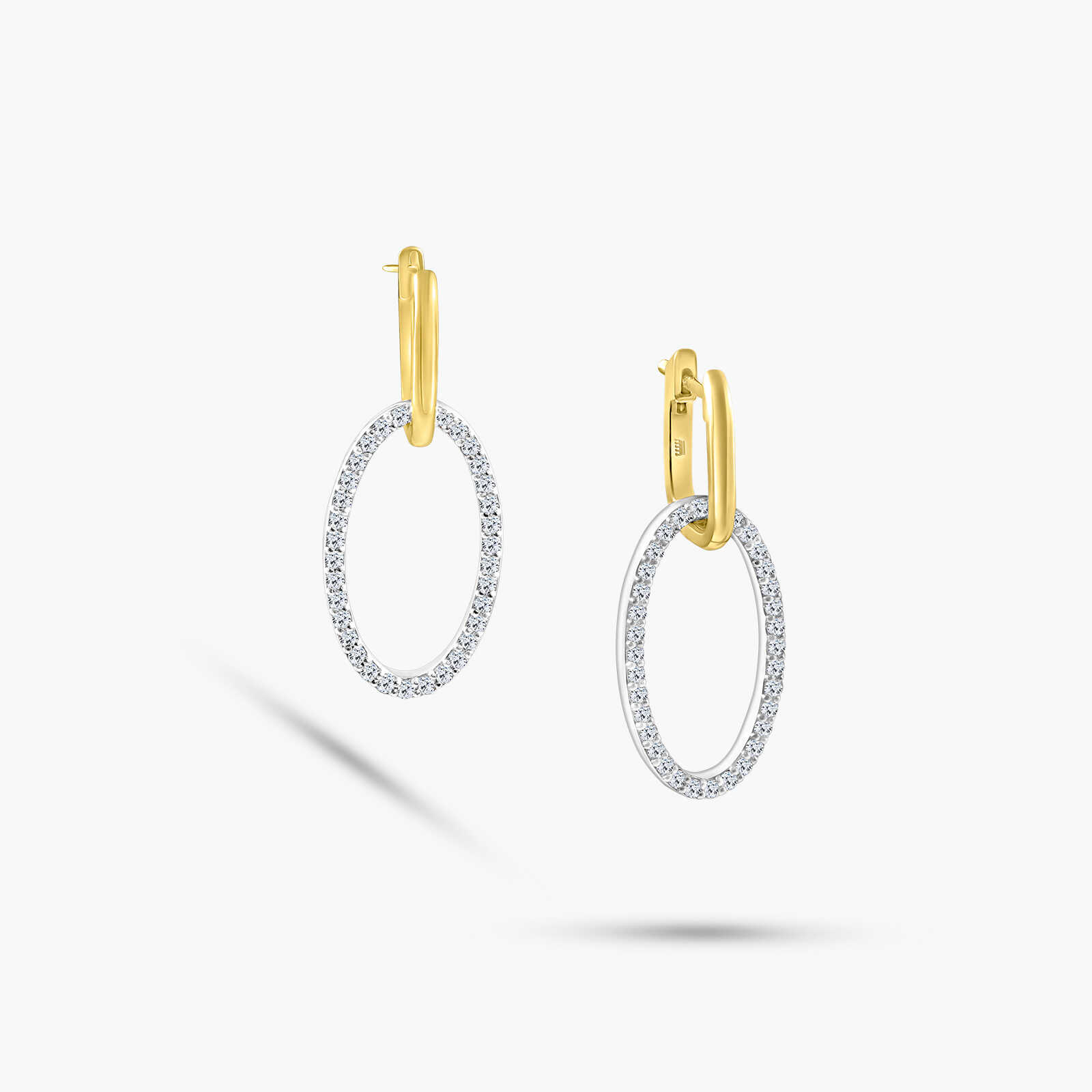 עגיל תלייה משובצים יהלומים