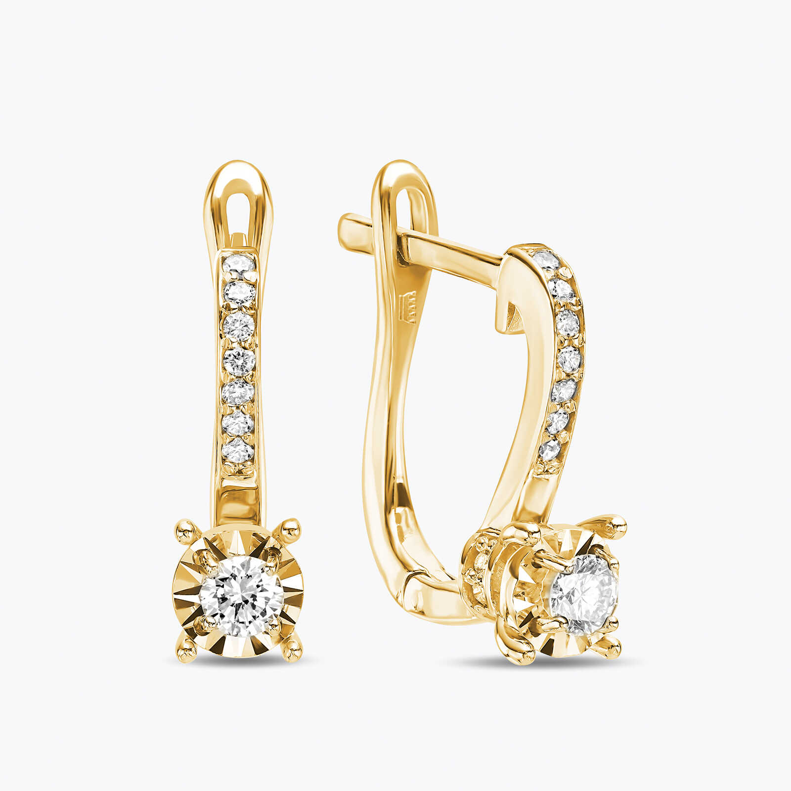 עגילי זהב משובצי יהלומים