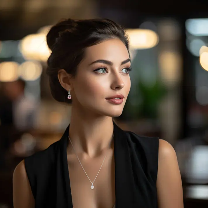 תליון משובץ פנינה ויהלום