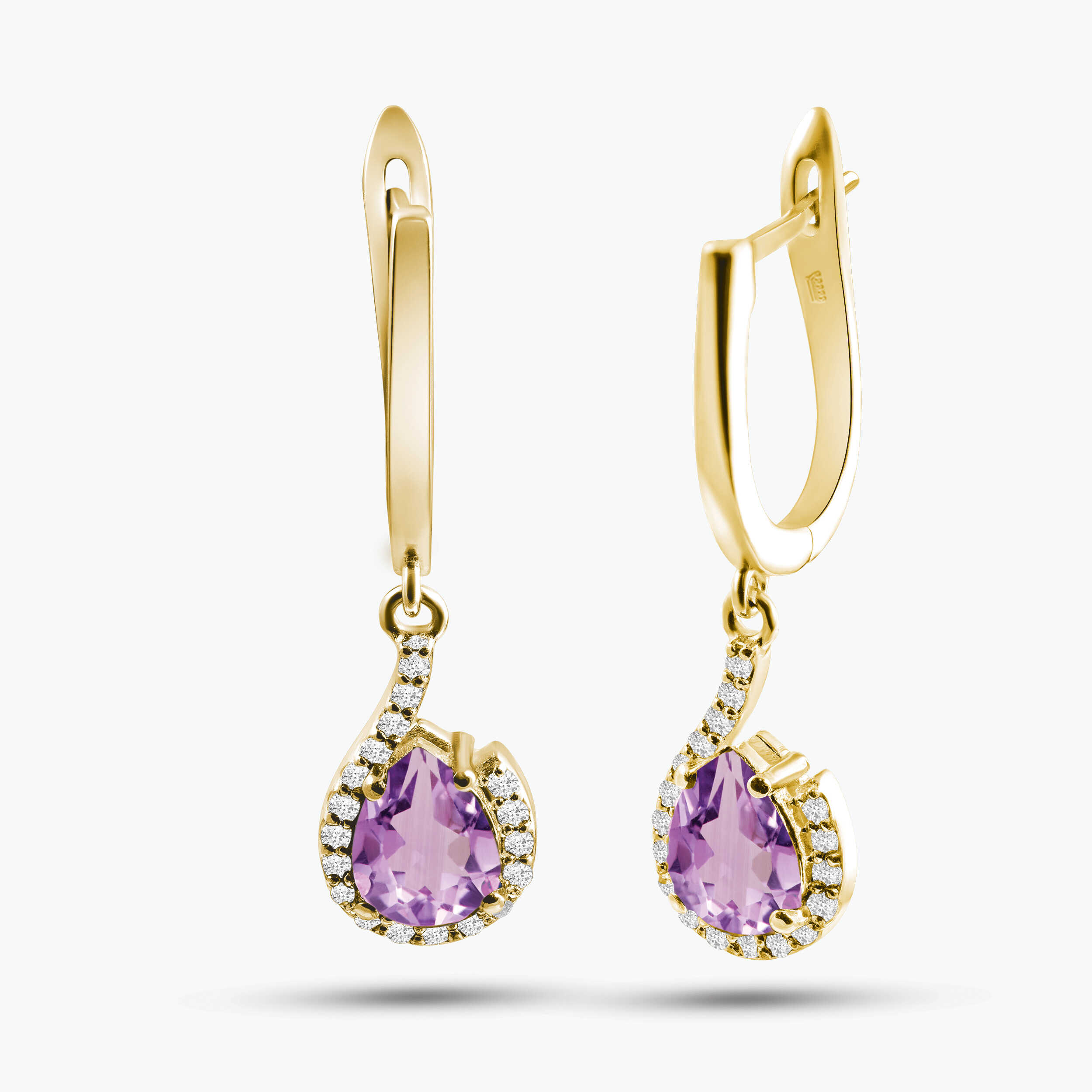 עגיל יהלומים ואמטיסט מסדרת Lumiere