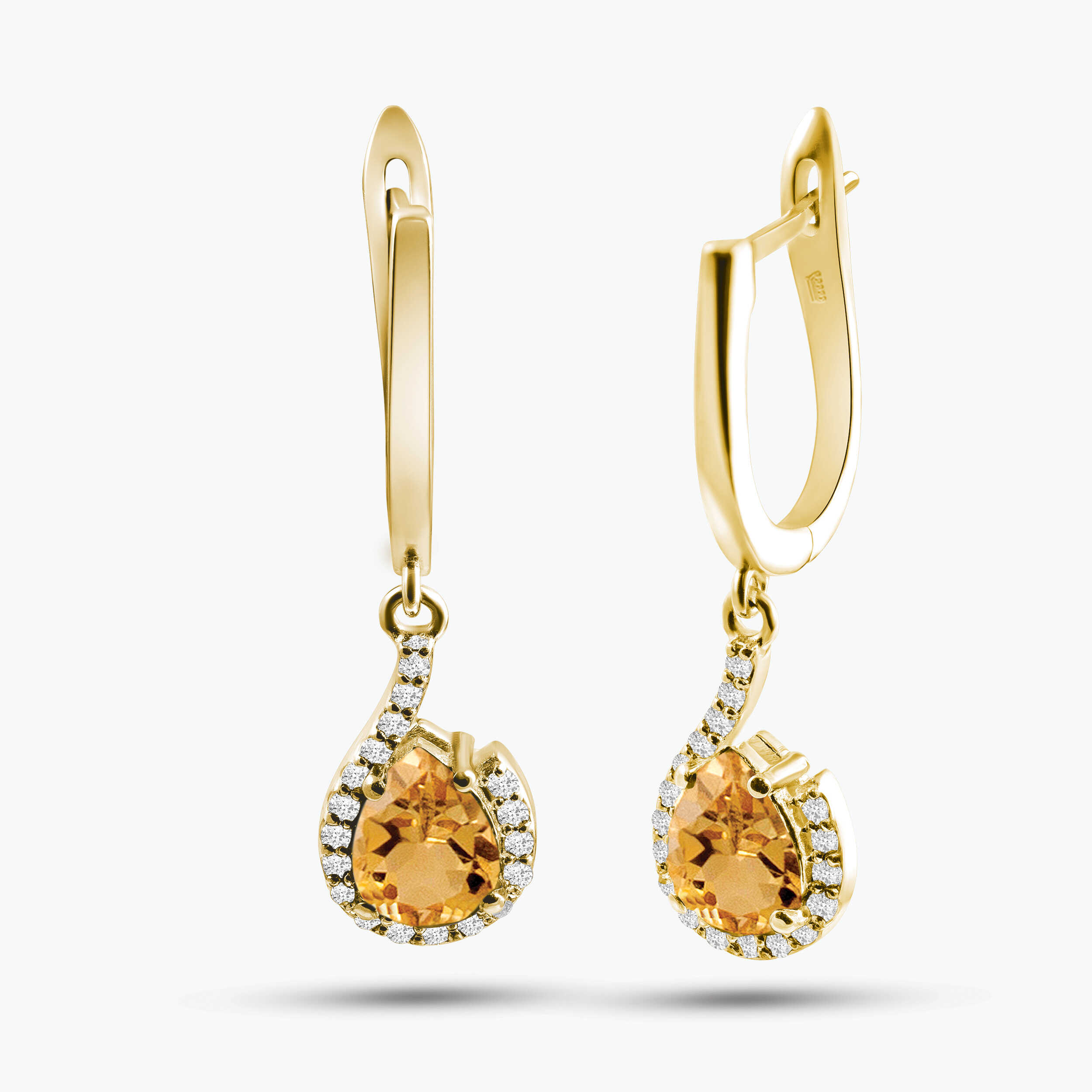 עגיל יהלומים וסיטרין מסדרת Lumiere