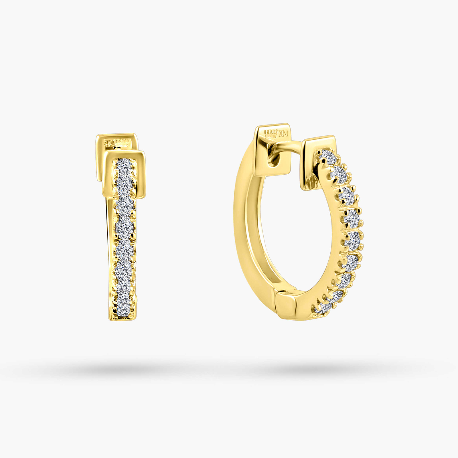 עגילי זהב 14K משובצים יהלומים