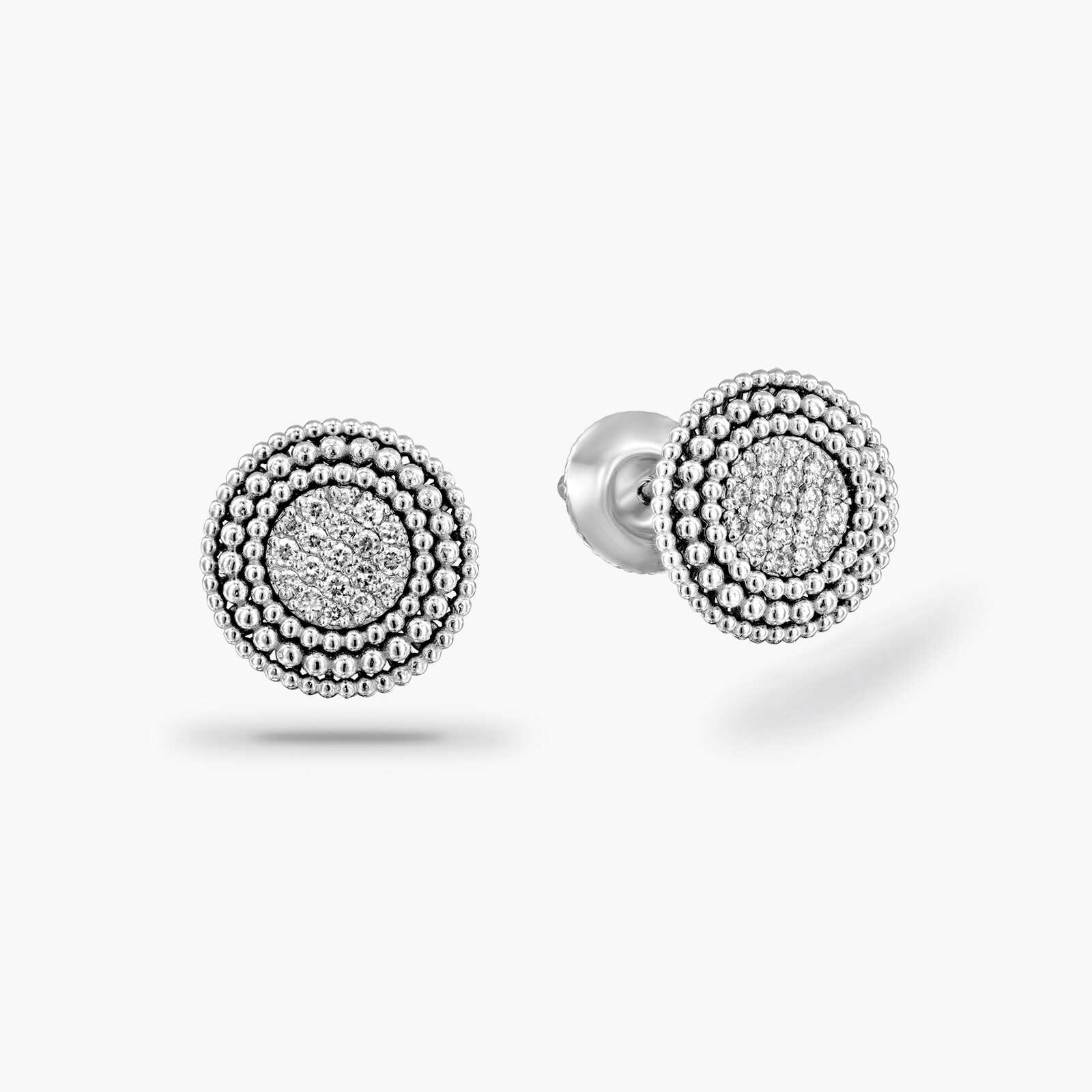 עגילי זהב עגולים בשיבוץ יהלומים