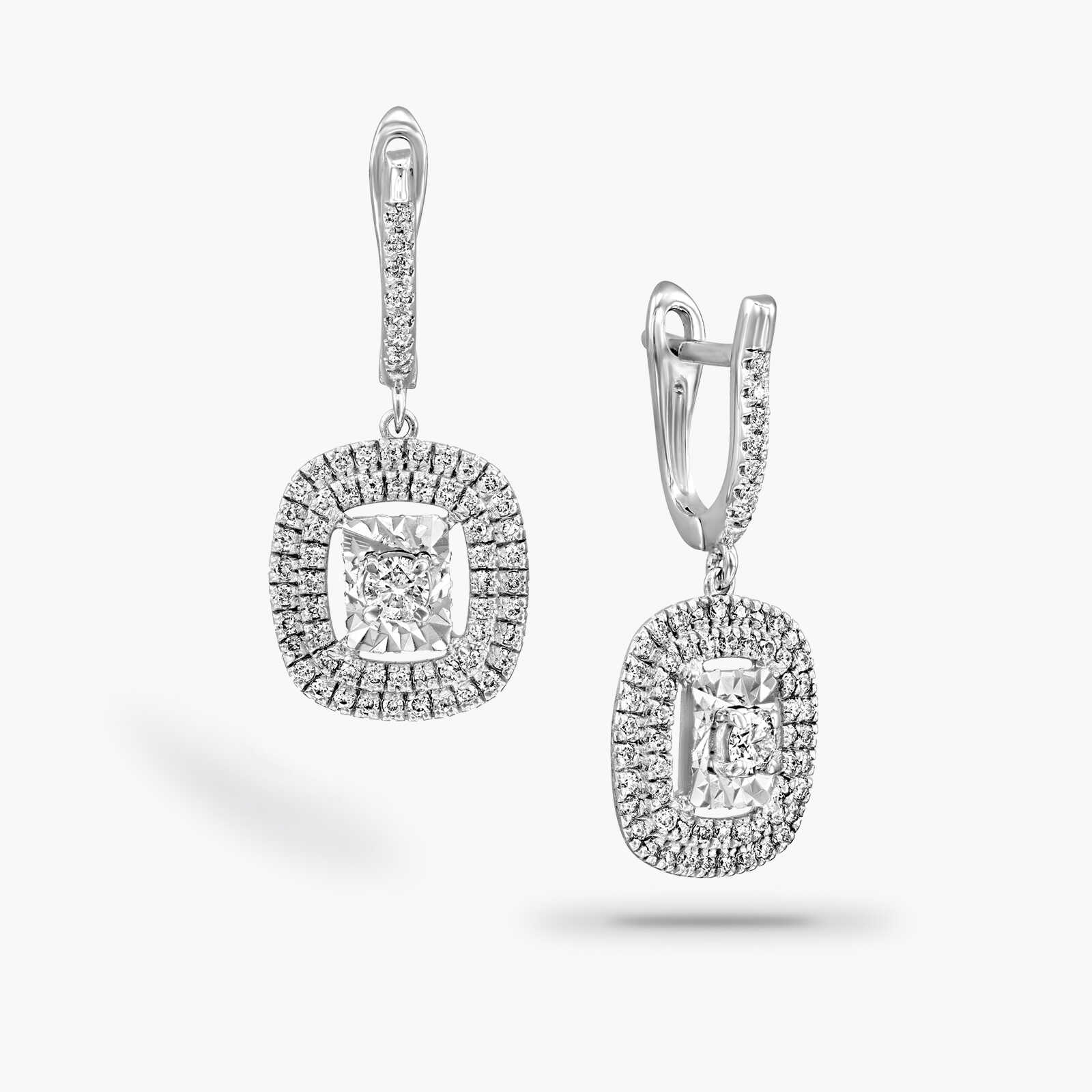 עגיל זהב תלויים משובצים 126 יהלומים