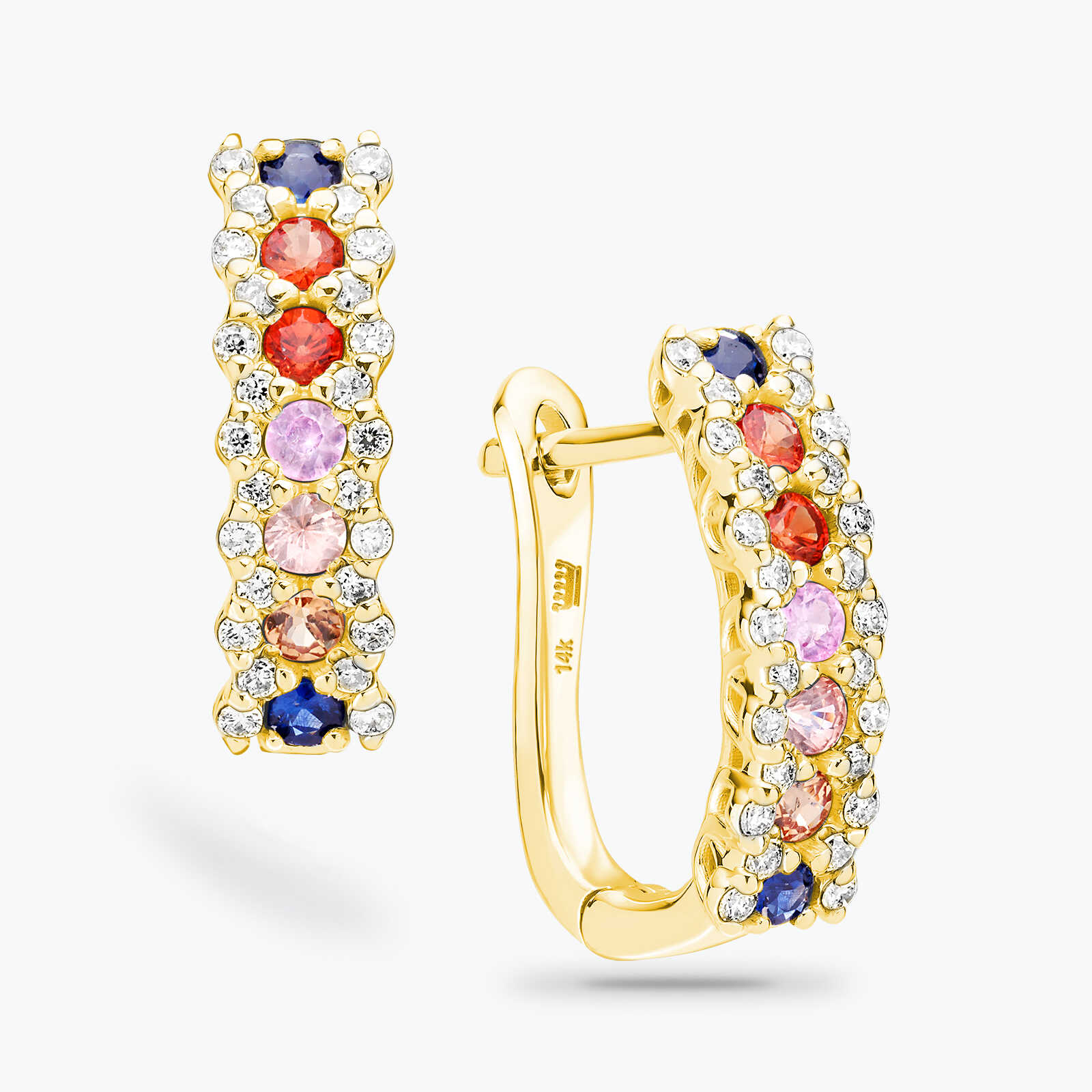 עגילי RAINBOW  משובצי יהלומים וספירים