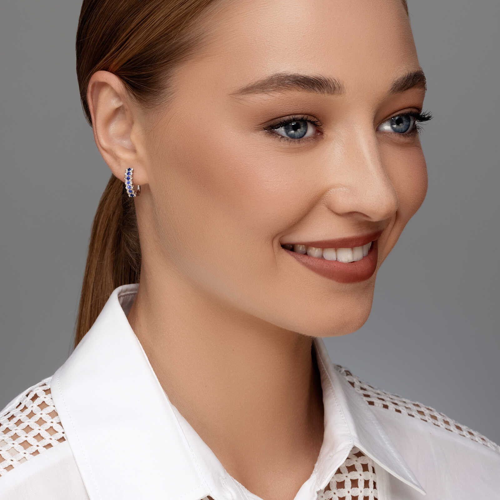 עגיל אדל- יהלומים & ספיר