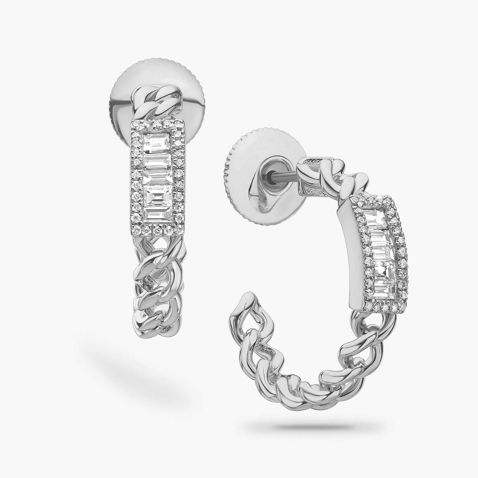 עגילי חוליות זהב משובצי יהלומים