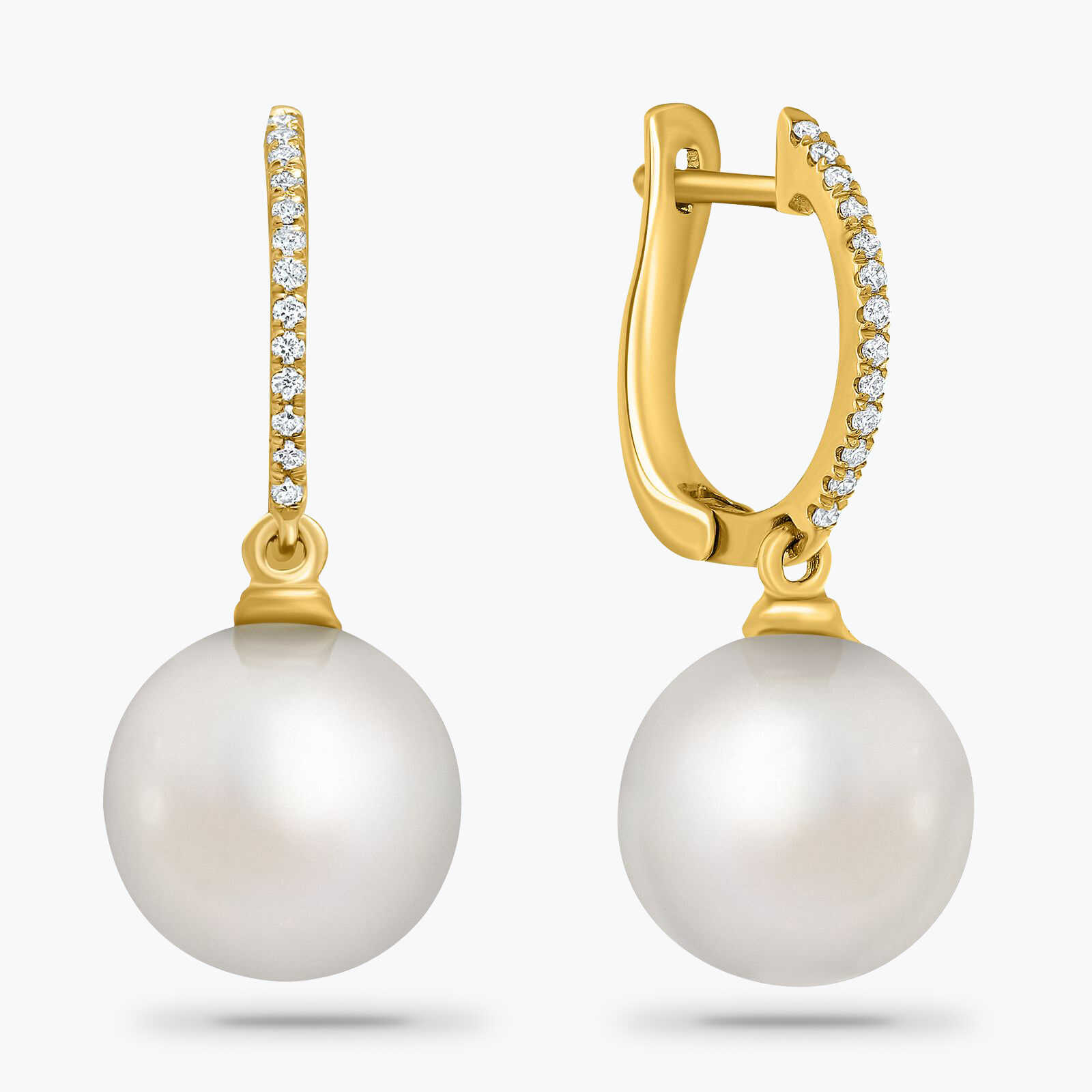 עגילי זהב פנינים ויהלומים