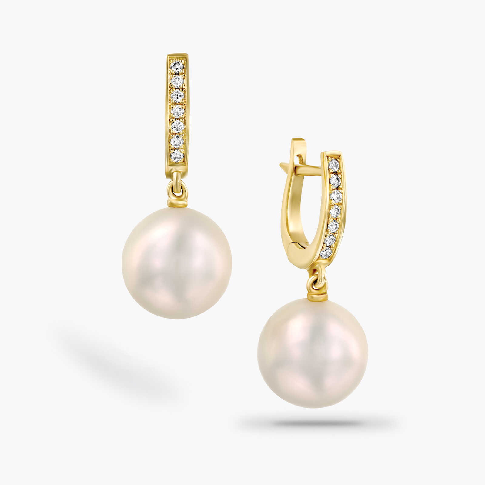 עגילי פנינים ויהלומים 0.18 קראט