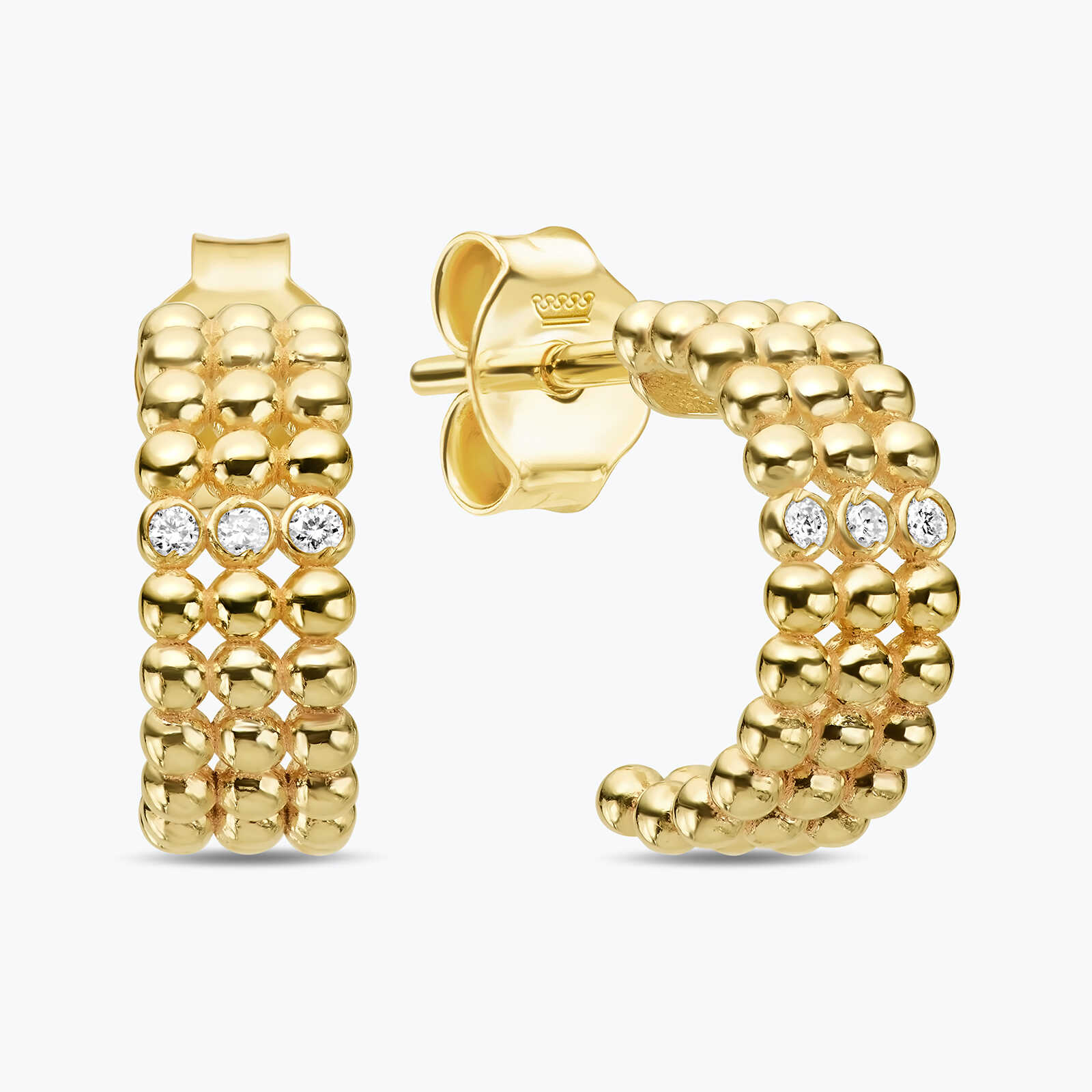 עגילי זהב בשיבוץ יהלומים