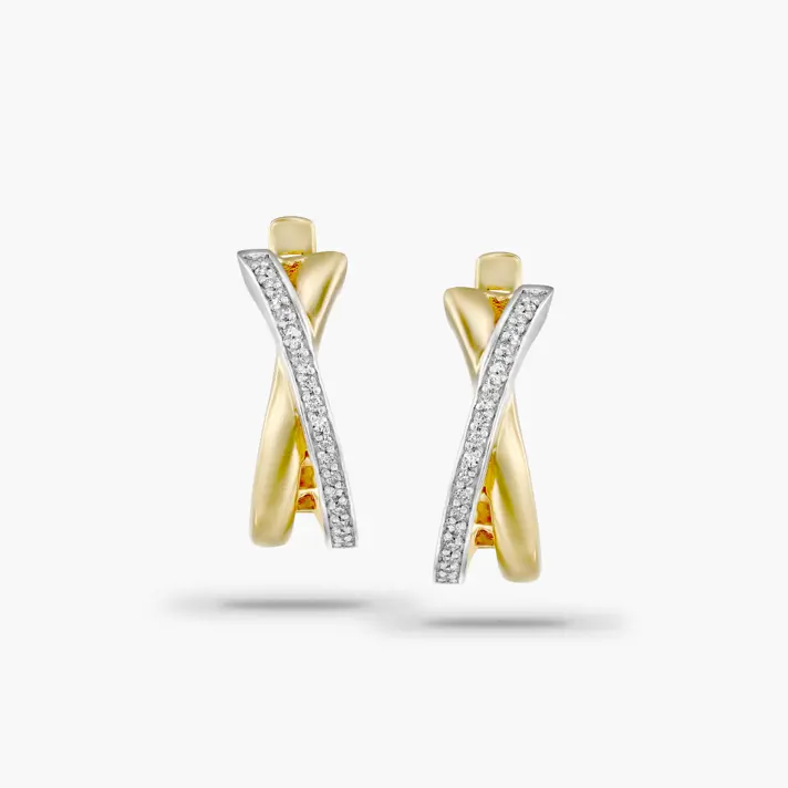 עגיל זהב ויהלומים צמודים