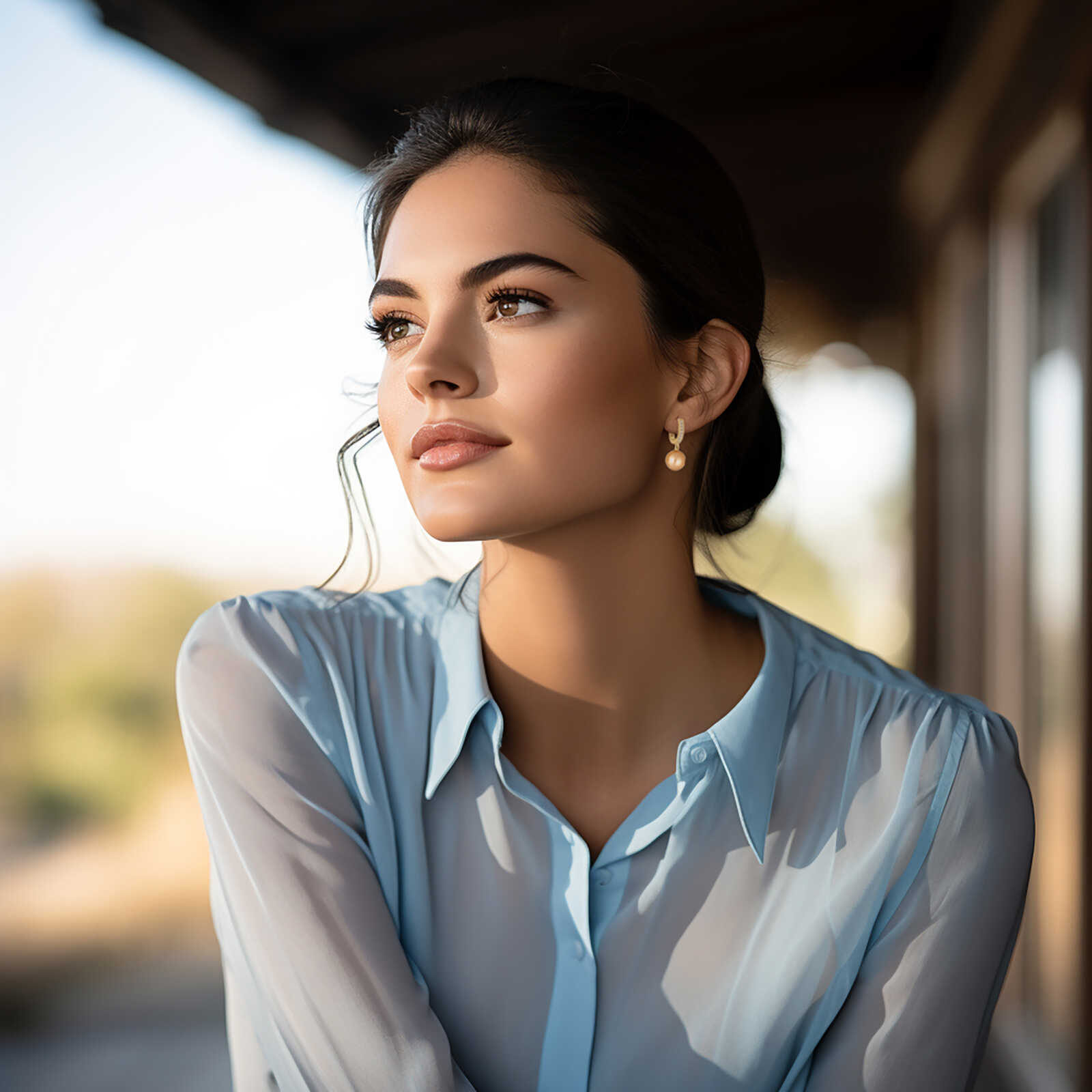 עגילי פנינים צהובות ויהלומים