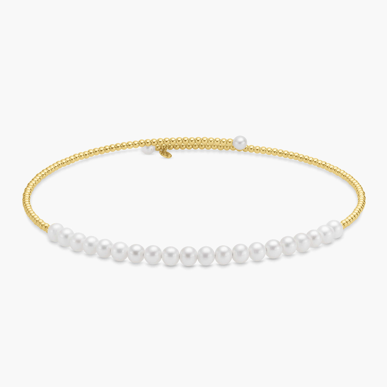 שרשרת צ'וקר זהב בשילוב פנינים