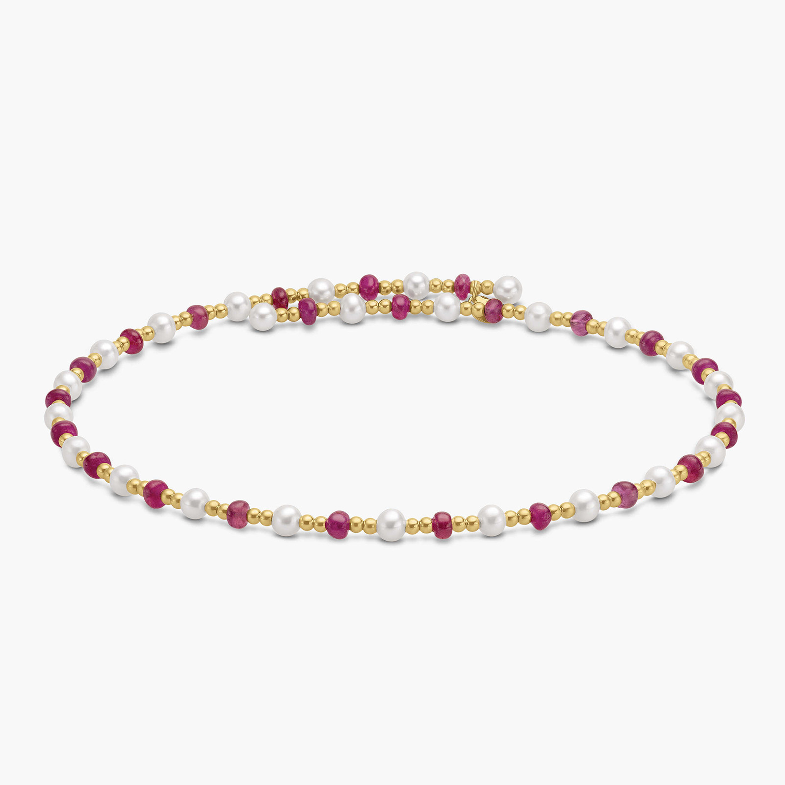 שרשרת צ'וקר בשילוב פנינים ורובי