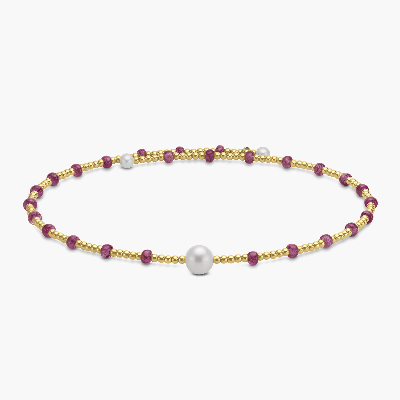 שרשרת צ'וקר בשילוב פנינים ורובי