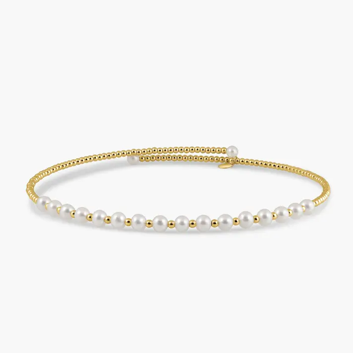 שרשרת צ'וקר זהב בשילוב פנינים וכדורי זהב