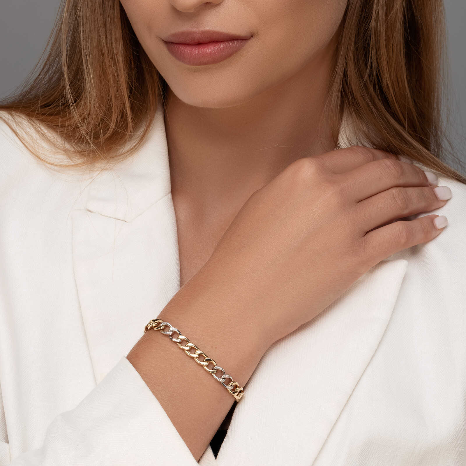 צמיד זהב רומי- חוליות בשיבוץ זרקונים