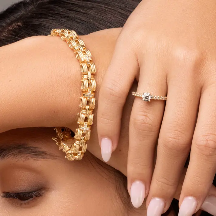 צמיד קים זהב משובץ